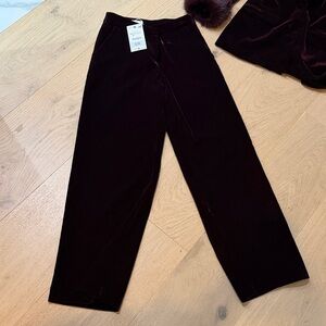 Zara Deep Burgundy Velvet Trousers